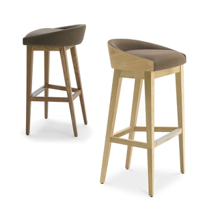 BaSt-0008 , Low back Upholstered Bar stool , Engineering solid wood & veneered back