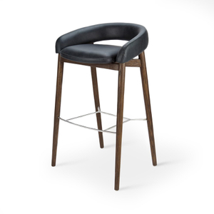BaSt-0012 , Thick ring barstool , Stainless steel with engineering solid wood