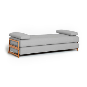 SoBe-0010, Collapsible features sofa bed, exposed wooden arms & high density foam sofa cushion