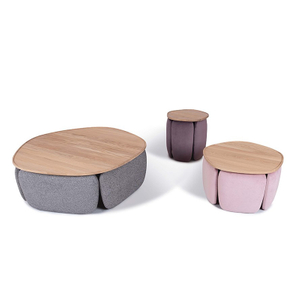 CoTa-0021, pentagon coffee table, Cushioned legs and a wooden top
